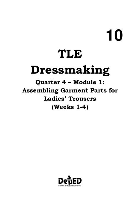 dressmaking 10 quarter 4 module 1|Dressmaking 10 Q4 Weekn 1.